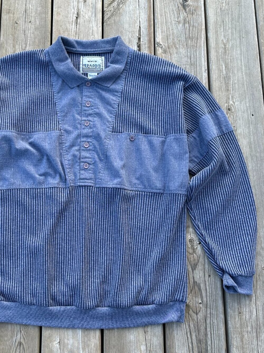 80s ribbed quarter button down